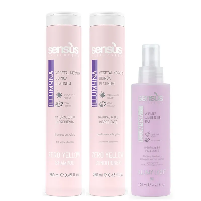 Sensus Illumyna Zero Yellow Bundle (Shampoo 250ml & Conditioner 250ml & Leave in Oil 125ml)